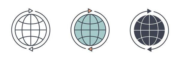 Globe with Arrow icon symbol illustration isolated on white background vector