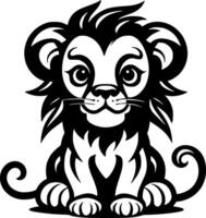 Lion Baby, Black and White illustration vector