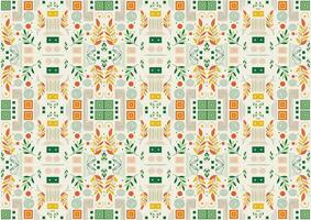 Stylish Floral Seamless Pattern with Geometric and Line Motifs, Perfect for Fabric Design, Cushion Covers, and Craft Applications vector