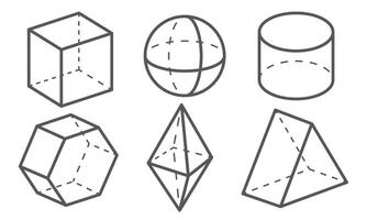 Set of 3D geometric shapes icons isolated on white background. vector