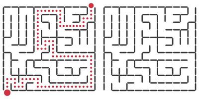 Find the way and the right solution to exit. Puzzle design. vector