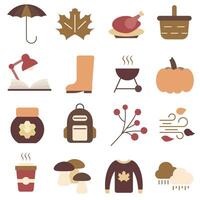 Set of autumn color icons. Autumn time. Set of autumn icons. vector