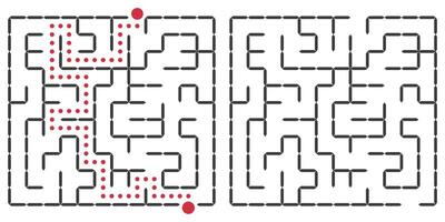 A simple logic game with mazes with the correct answer. vector