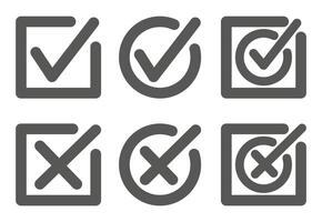The marks are black in squares and circles. Yes or no, vote yes or no. Illustration isolated on white background. vector