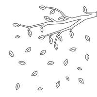 Autumn trees. Falling leaves. Autumn in a thin line. vector