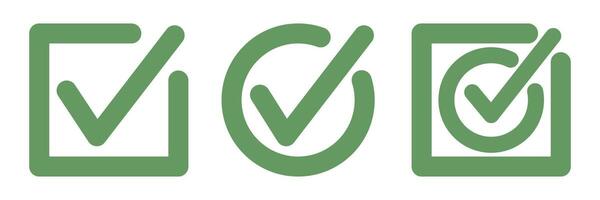 The marks are green in squares and circles. Yes, vote yes. Illustration isolated on white background. vector