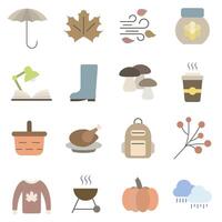 Autumn bright icons. Set of autumn color icons. Autumn time. Set of autumn icons. vector