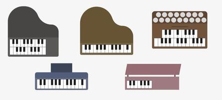 A set of keyboard musical instruments. Colored keyboard instruments. vector