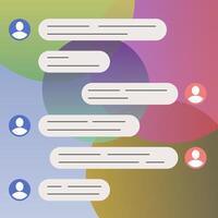 Chat dialog boxes. Speech bubble on colored gradient circles. vector