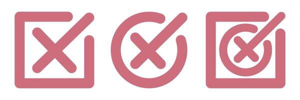 The marks are red in squares and circles. No, vote against. Illustration isolated on white background. vector