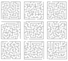 A simple logic game with mazes. Maze math game. vector