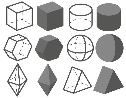 Set of cube icons and cube pattern balls. Isolated on white background.