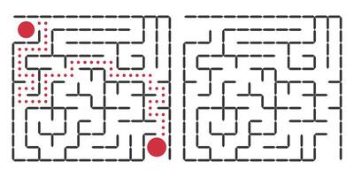 Maze or puzzle design. Find the way and right solution for exit. vector