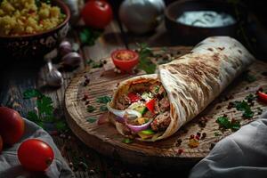 Close-up shot of fast food items. Beautiful simple AI image photo