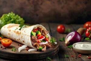 Close-up shot of fast food items. Beautiful simple AI image photo