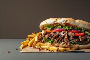 Close-up shot of fast food items. Beautiful simple AI image photo