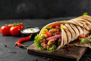 Close-up shot of fast food items. Beautiful simple AI image photo