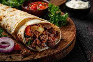 Close-up shot of fast food items. Beautiful simple AI image photo