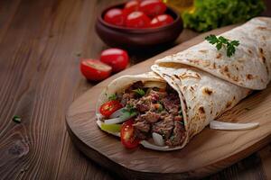 Close-up shot of fast food items. Beautiful simple AI image photo