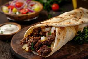 Close-up shot of fast food items. Beautiful simple AI image photo