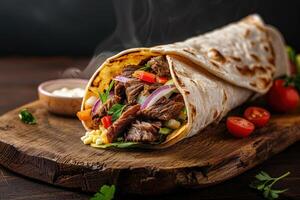 Close-up shot of fast food items. Beautiful simple AI image photo