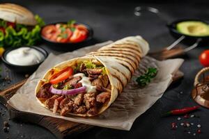 Close-up shot of fast food items. Beautiful simple AI image photo