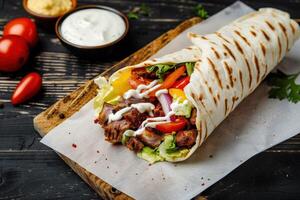 Close-up shot of fast food items. Beautiful simple AI image photo