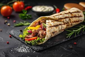 Close-up shot of fast food items. Beautiful simple AI image photo