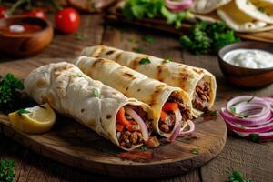 Close-up shot of fast food items. Beautiful simple AI image photo