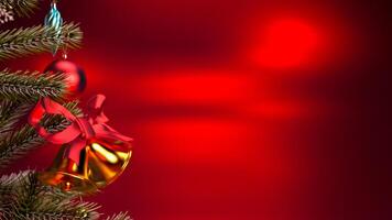Christmas background with close up christmas tree ornaments and copy space, 3d rendering. photo