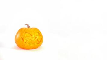 Halloween pumpkin smiles on white background with copy space. Jack o lantern background,3D rendering photo