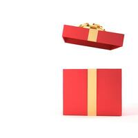 Surprise open red gift box isolated on white background with copy space, 3D rendering. photo