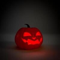 Jack o lantern on black background at night for halloween concept background. 3D rendering. photo