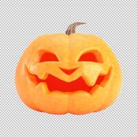 Halloween pumpkin isolated on background. Jack o lantern isolated on transparent backdrop. 3D rendering. photo