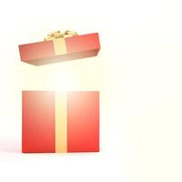 Surprise open red gift box isolated on white background with copy space, 3D rendering. photo