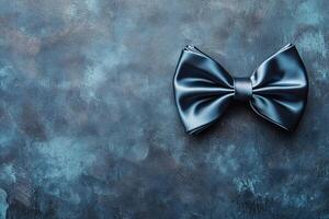 Silk bow tie on textured backdrop photo