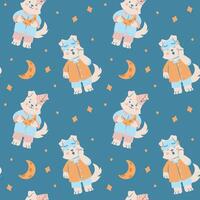 Seamless pattern with dogs characters wearing pajamas vector