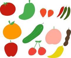 doodle fruit and vegetable illustration vector