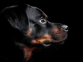 Rottweiler dog isolated on black background photo