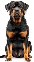 Rottweiler dog isolated on white background photo