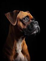 Boxer dog isolated on black background photo