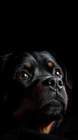 Rottweiler dog isolated on black background photo