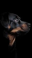 Rottweiler dog isolated on black background photo