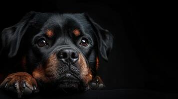 Rottweiler dog isolated on black background photo