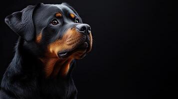 Rottweiler dog isolated on black background photo