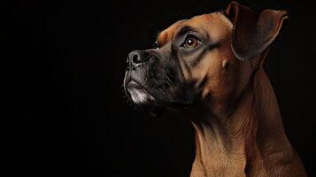 Boxer dog isolated on black background photo