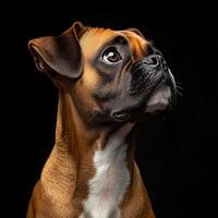 Boxer dog isolated on black background photo
