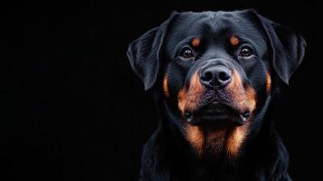 Rottweiler dog isolated on black background photo