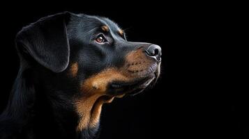 Rottweiler dog isolated on black background photo