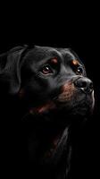 Rottweiler dog isolated on black background photo